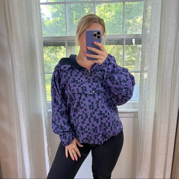 𝅺Nike Vintage Windbreaker Geometric Blue Purple Medium - Picture 1 of 11